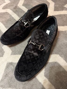 Men's Sz 11 Black Velvet Horsebit Loafers